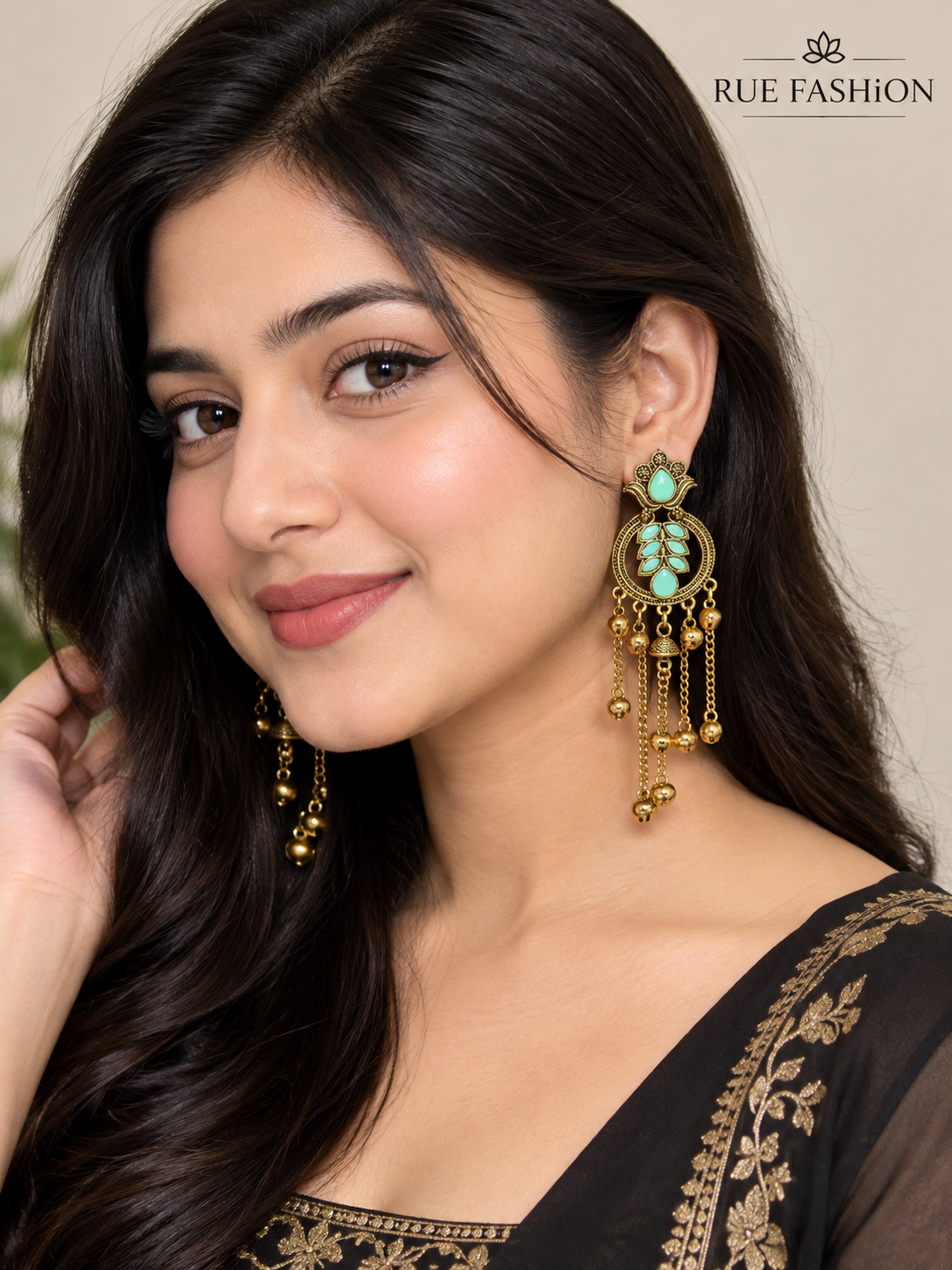 Mint Teardrop Tassel Earrings