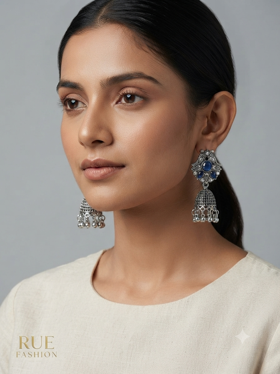 Sapphire Oxidized Jhumka