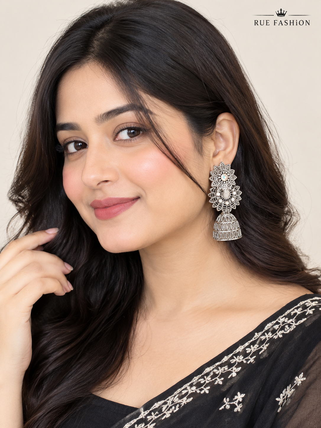 Silver Blossom Ear Cuff Jhumka