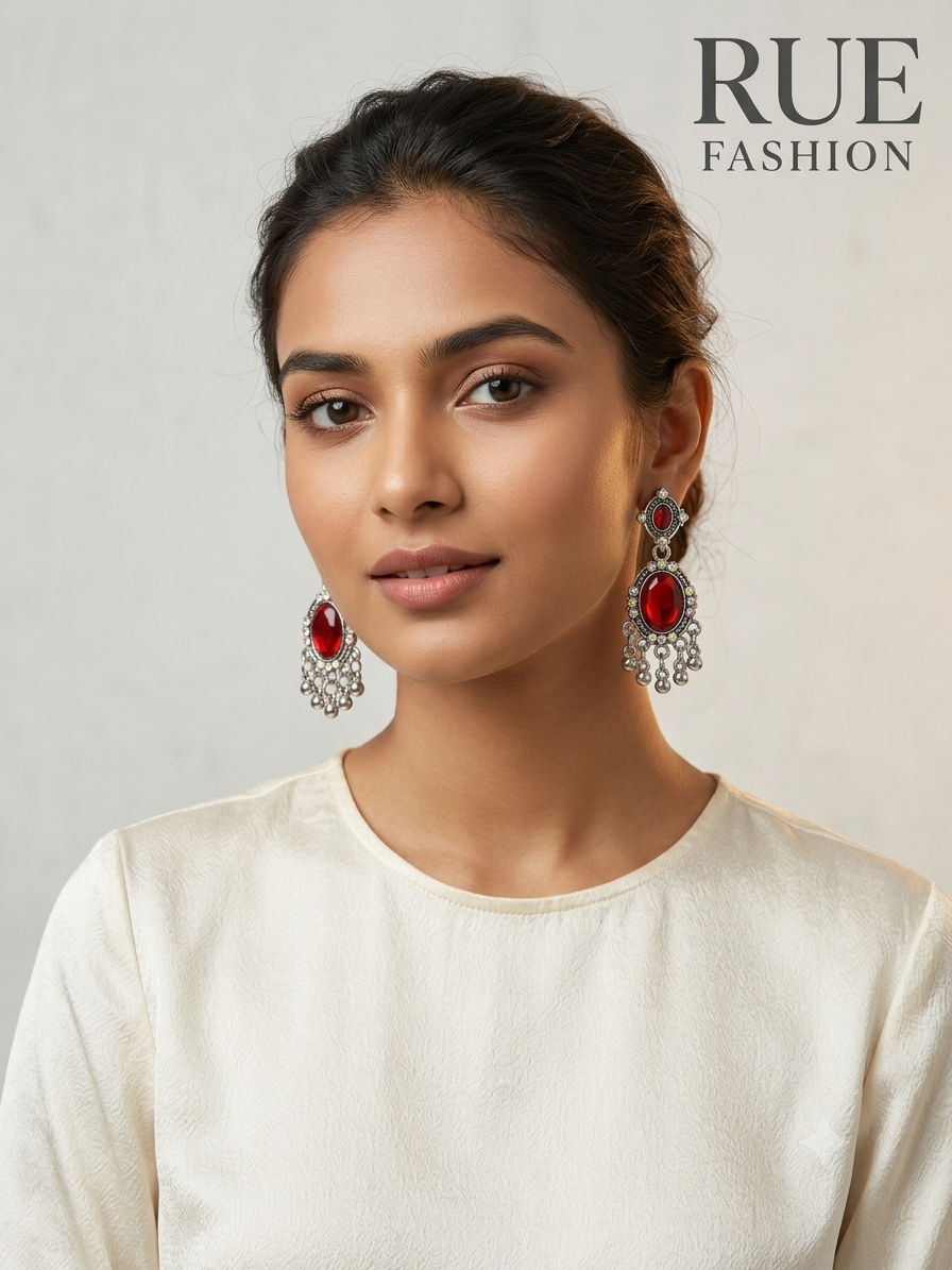 Crimson Leaf Dangle Earrings