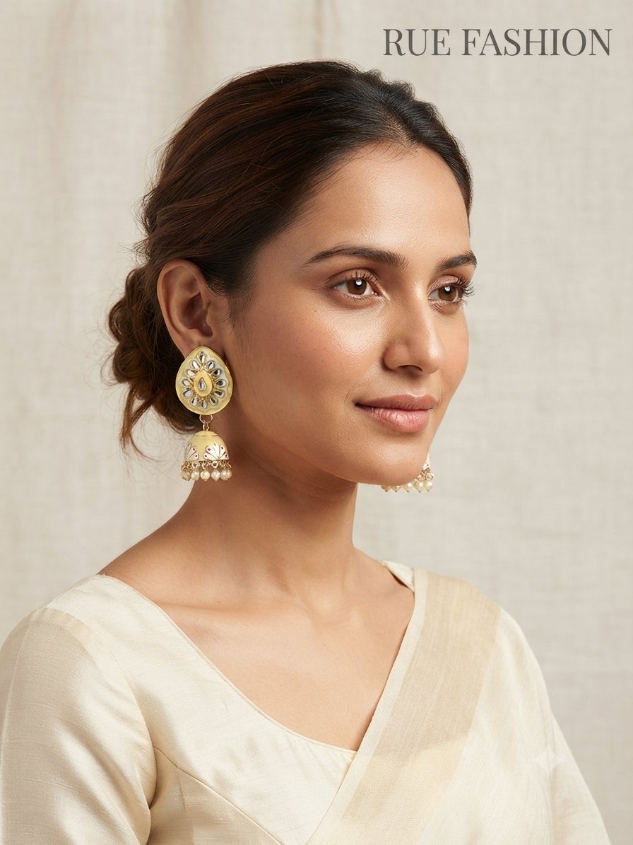 . Golden Teardrop Jhumka