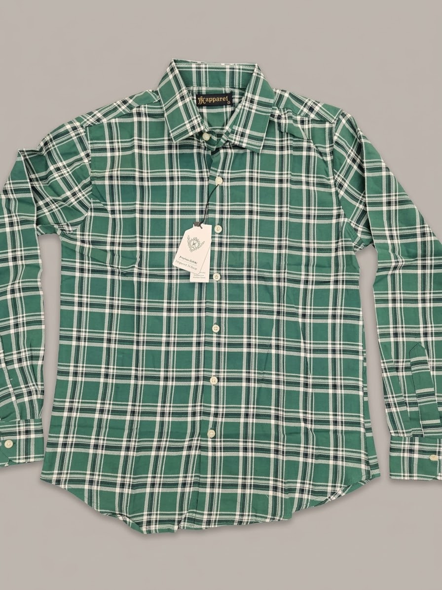 Men's Premium Green & White Checked Casual Shirt