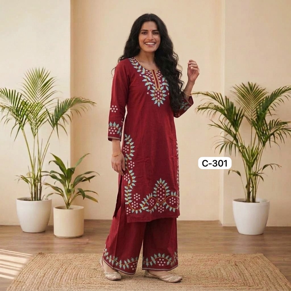 Arong Cotton Premium Embroidery Two-Piece