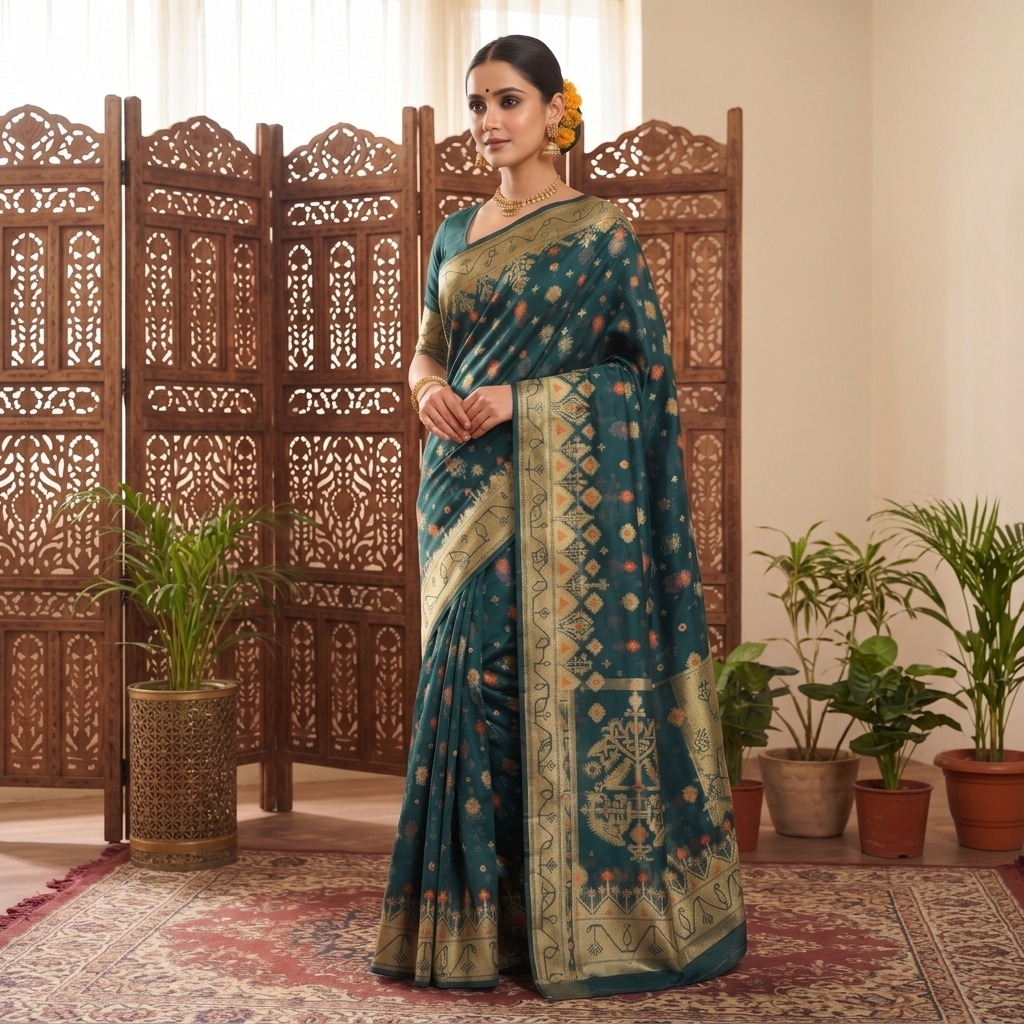 Premium Cotton Jamdani Saree with Jori Work & Matching Blouse_img_4