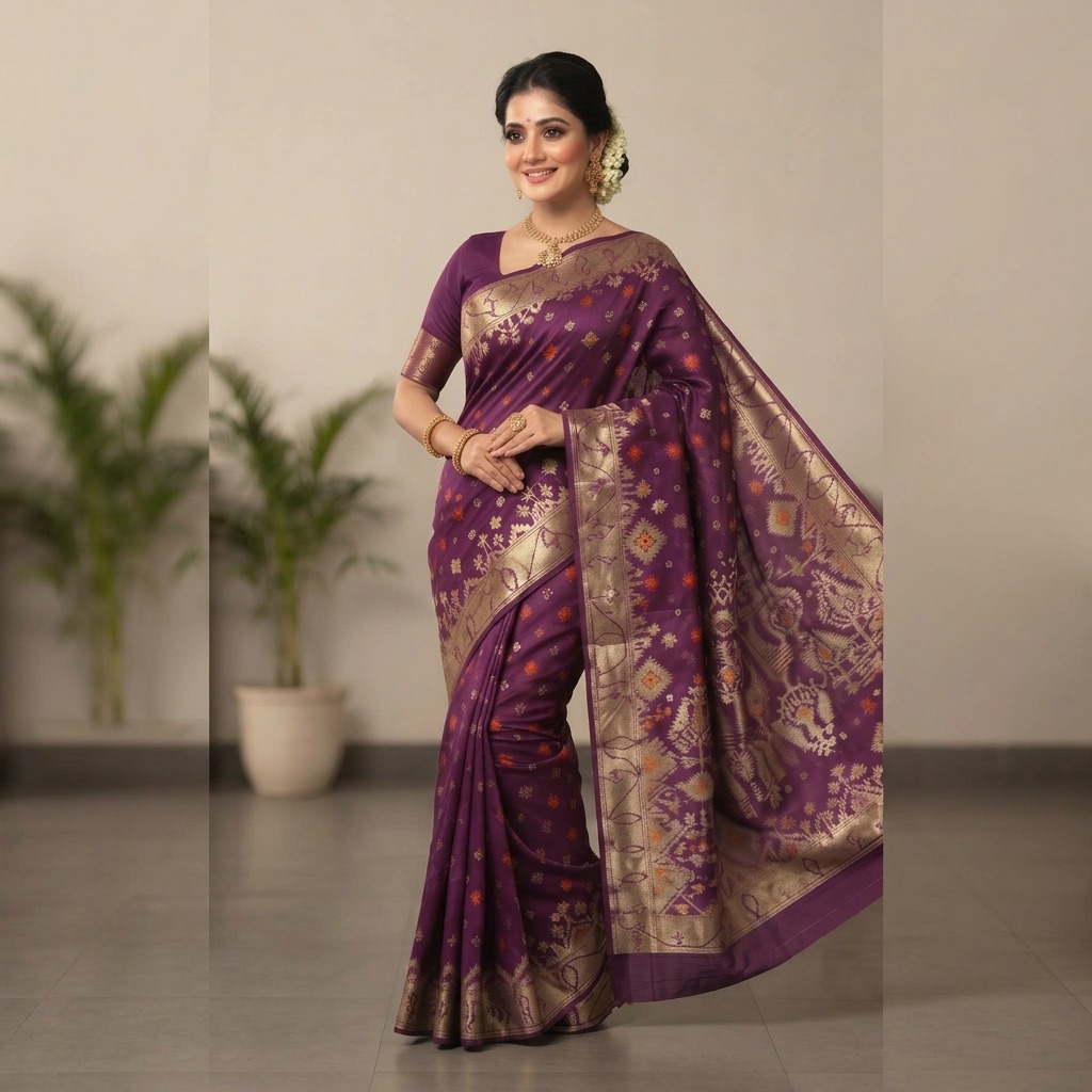 Premium Cotton Jamdani Saree with Jori Work & Matching Blouse