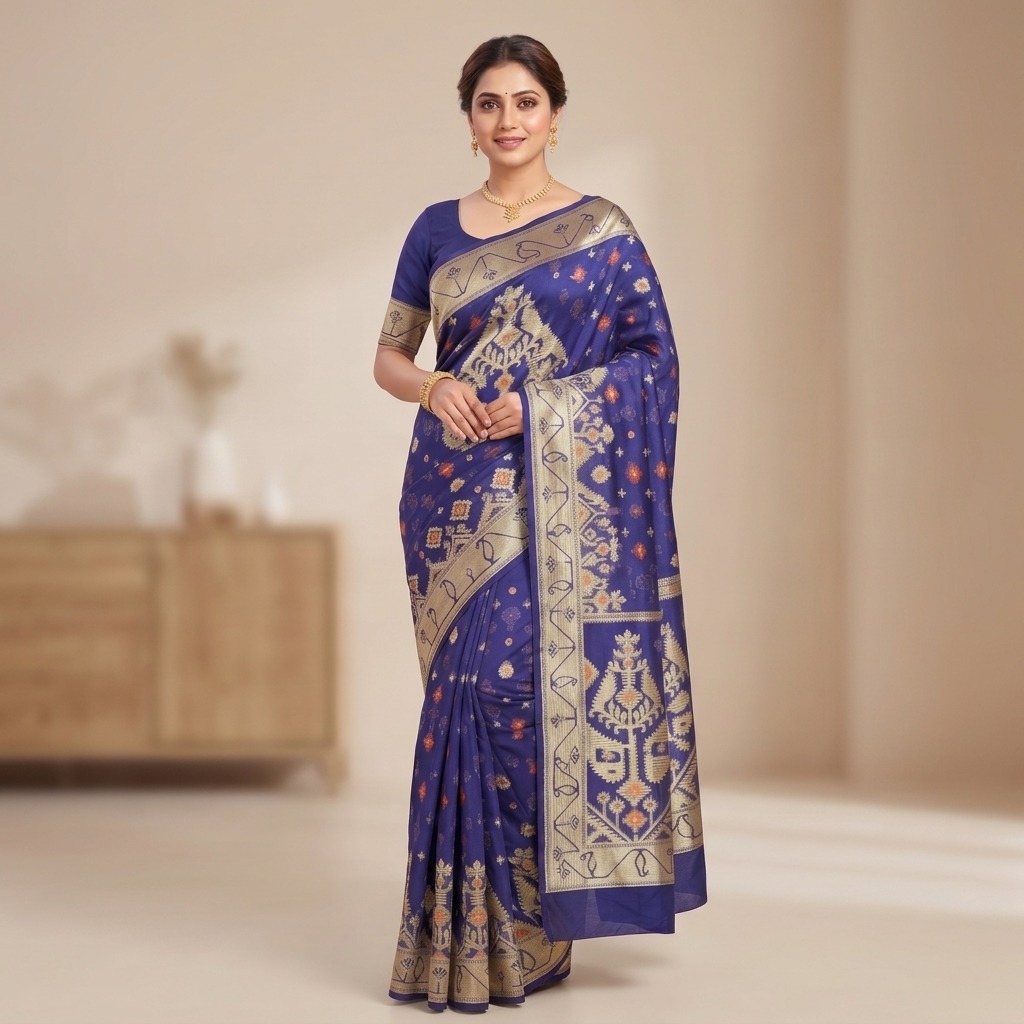 Premium Cotton Jamdani Saree with Jori Work & Matching Blouse_img_2