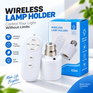 Wireless Remote Control E27 Lamp Holder – Smart Light Bulb Socket with Auto-Off Timer, RF Remote & Easy Plug-and-Play Installation for Home Automation_img_0