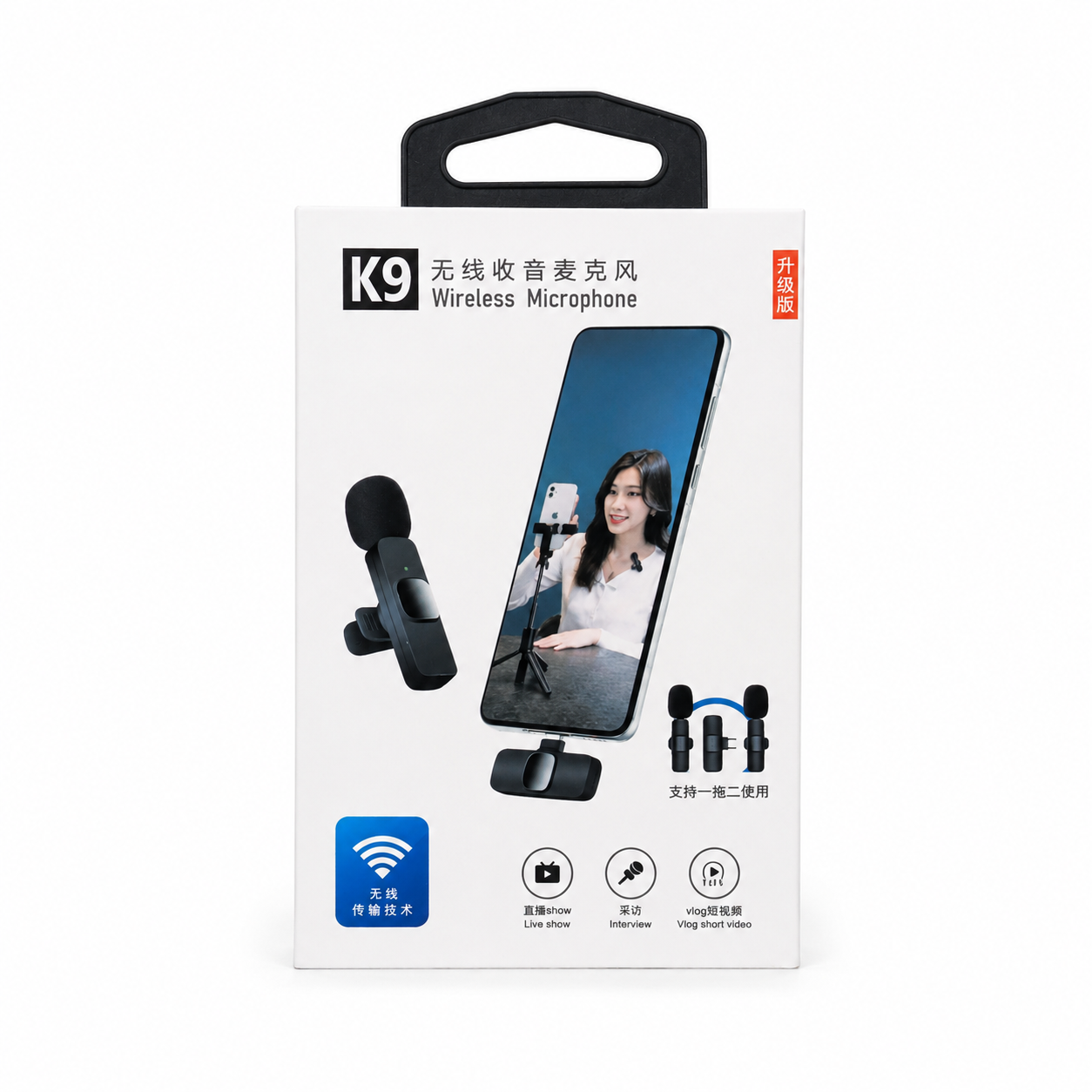 Wireless K9 Lavalier Microphone – 2.4GHz Clip-On Mic with 9ms Ultra-Low Latency, 20M Range, Intelligent Noise Reduction & 10H Battery for Mobile & Camera_img_4