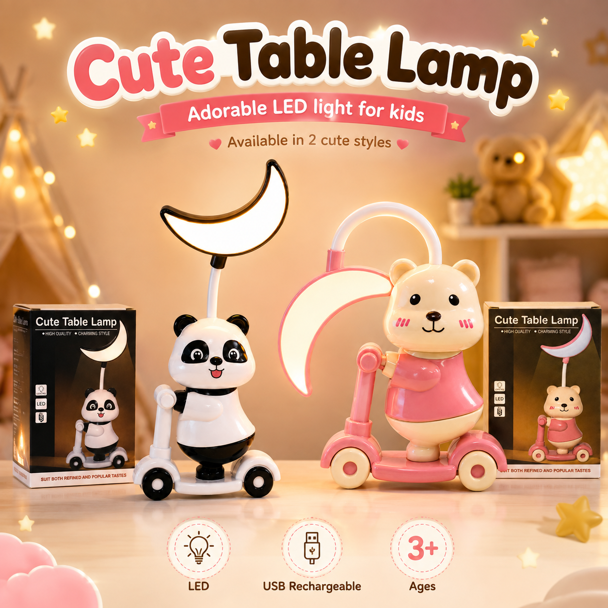 2 in 1 Cartoon Scooter Mini Desk Lamp with sharpener_img_1