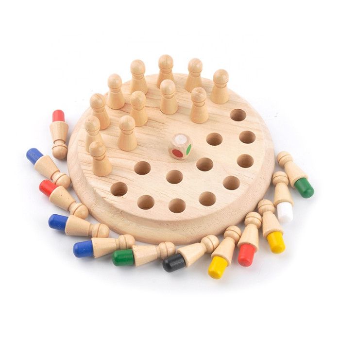 Premium Wooden Color Memory Chess with Dice Set (Wooden Color Memory Chess Board Game)_img_3