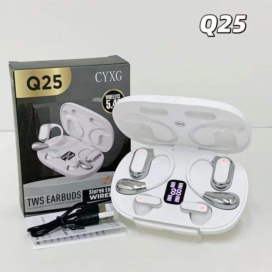Q25 2-in-1 Couple Soft Ear Hooks TWS Wireless Earbuds – LED Digital Display_img_6