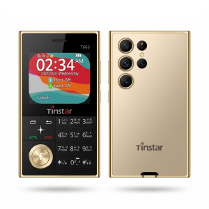 Tinstar T666 Dual sim supported Card phone Golden color_img_0