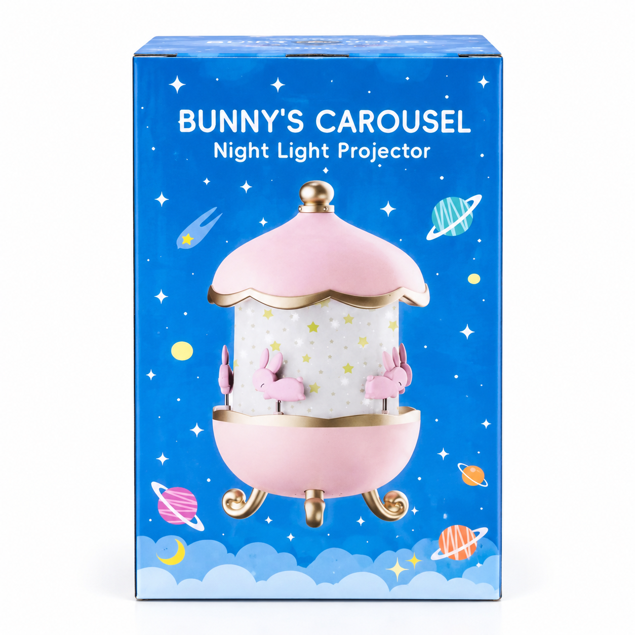 Bunny Carousel Night Light Projector – Rotating LED Star & Galaxy Projection Lamp with 6 Themes, 5 Color Patterns & Adjustable Brightness for Kids Room & Nursery Decor_img_4