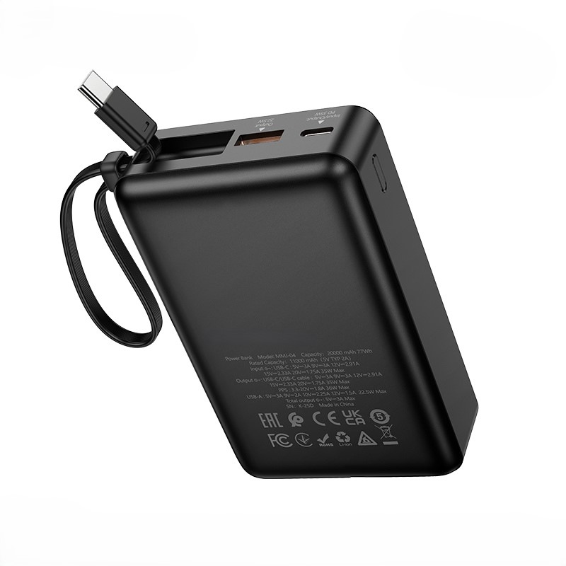 Hoco MMJ-04 20000mAh 35W PD Fast Charging Power Bank with Built-in Type-C Cable, LED Digital Display, QC3.0 & 22.5W Super Fast Charger for iPhone, Samsung, iPad & Type-C Devices_img_4