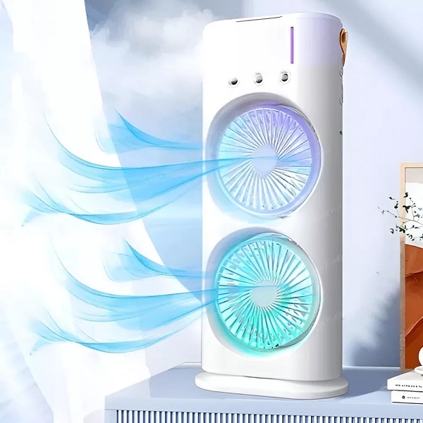 FADIUMS Portable Double-Ended Spray Fan with Humidifier – 600ml Water Tank, 3-Speed Cooling Fan, Built-in Multi-Color LED & USB Type-C Desktop Cooling Fan_img_2