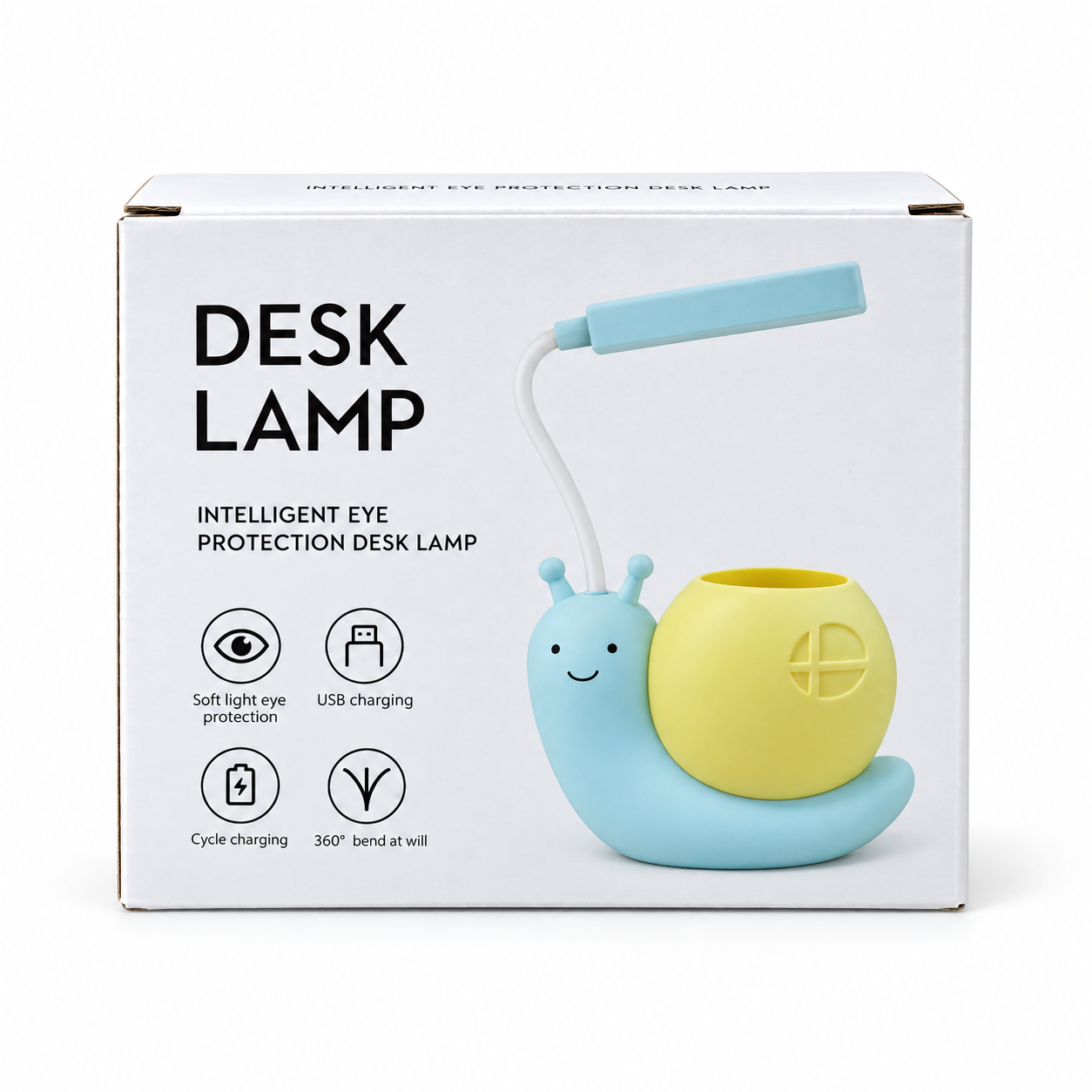 Rechargeable LED Snail Table Light – Child Eye Protection Desk Lamp with Built-In Pen Holder, Flexible Neck & USB Charging for Kids Study & Night Light_img_6