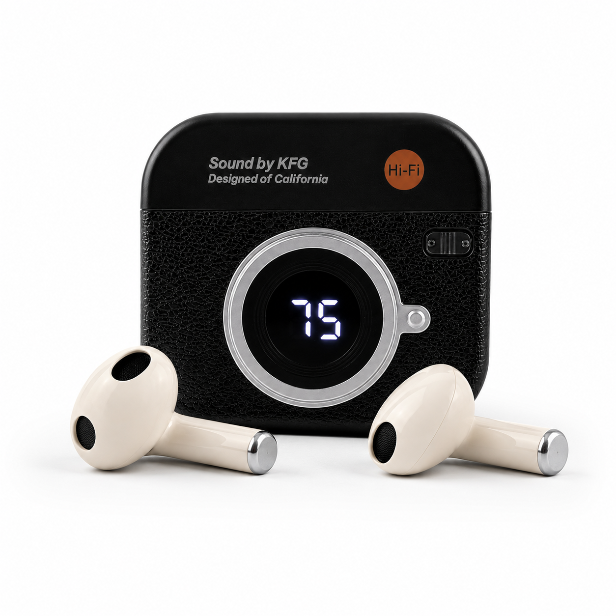 Q86 Retro Camera Design True Wireless Earbuds – Bluetooth 5.4 TWS with Leather Texture, Digital LED Display, Low Latency Gaming & ENC Noise Reduction_img_4