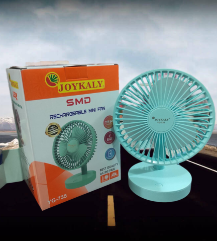 Joykaly YG-735 Rechargeable Portable Desk Fan – 2400mAh Lithium Battery, 3-8 Hours Backup, 90° Adjustable Angle, 3-Blade Cooling Fan for Home & Office_img_6