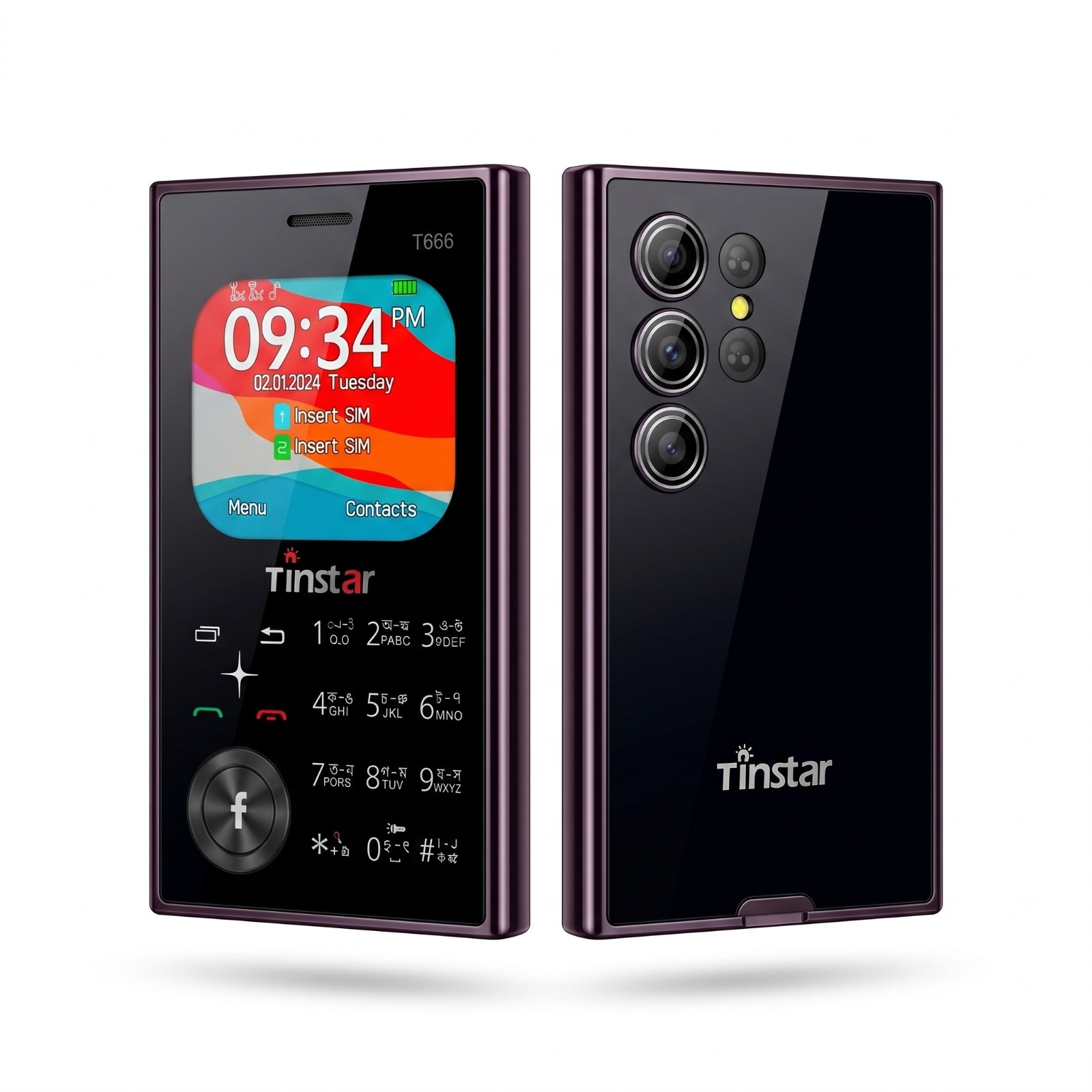 Tinstar T666 Dual sim supported Card phone Golden color_img_5
