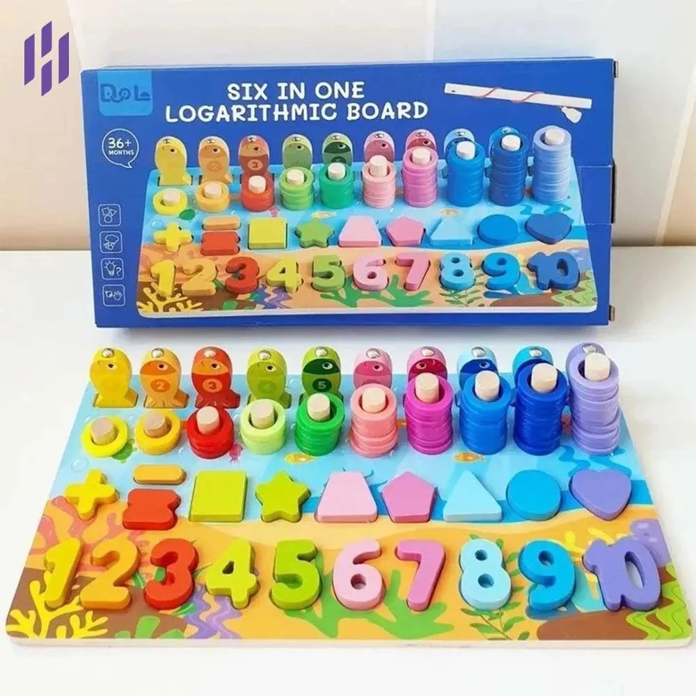 Six In One Logarithmic Board-Activity Toys- Color, Count, Fishing, Shape, Number and Basic Math_img_2
