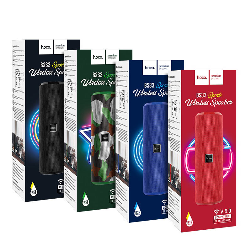 Hoco BS33 Sports Portable Wireless Bluetooth Speaker – Deep Bass, Clear Sound, Long Battery Life & Compact Design for Outdoor & Fitness_img_1