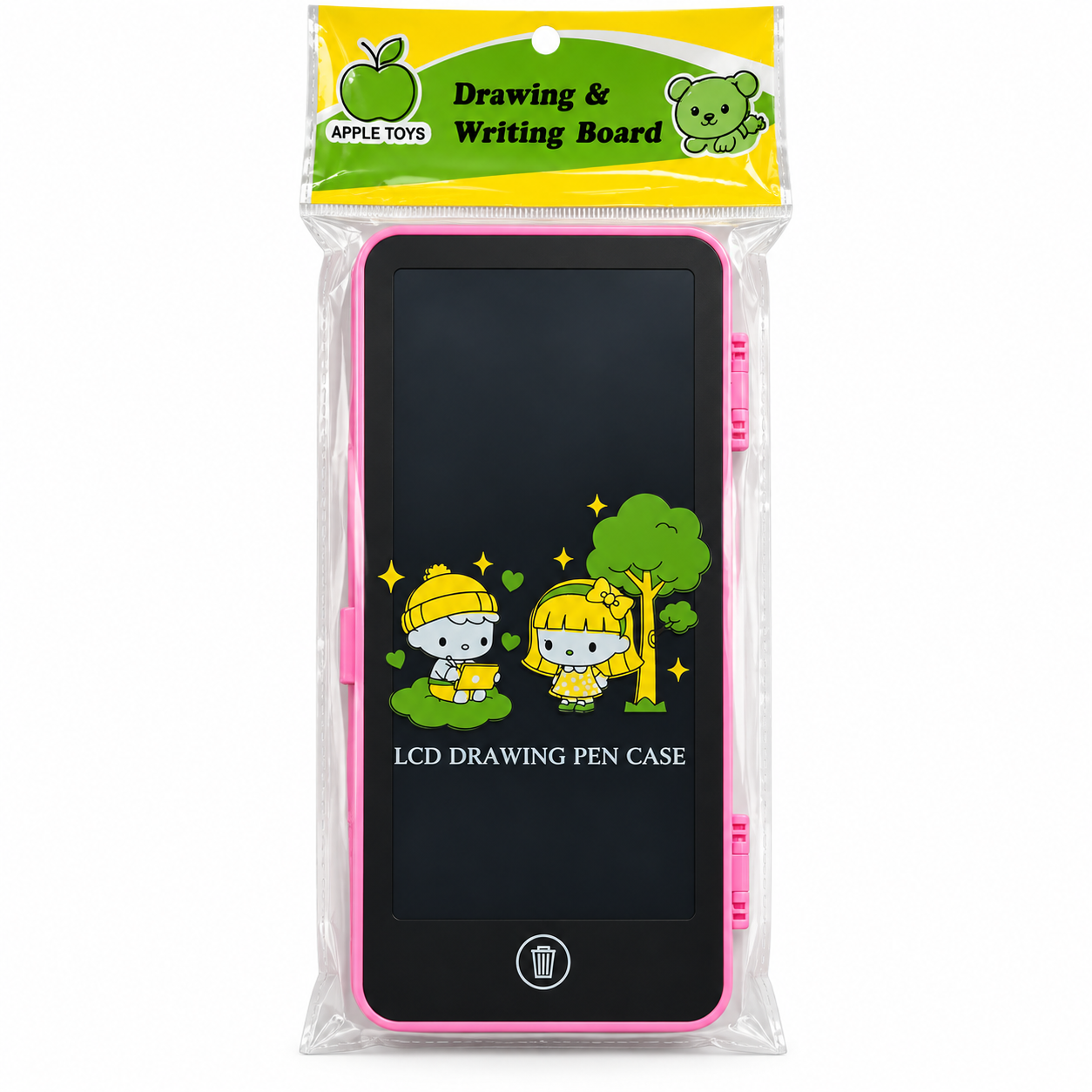 Apple Toys LCD Drawing & Writing Board – Portable Electronic E-Writer Pad with Case, One-Touch Erase Button & Cute Cartoon Graphics, Safe Screen-Free Educational Toy for Kids_img_3