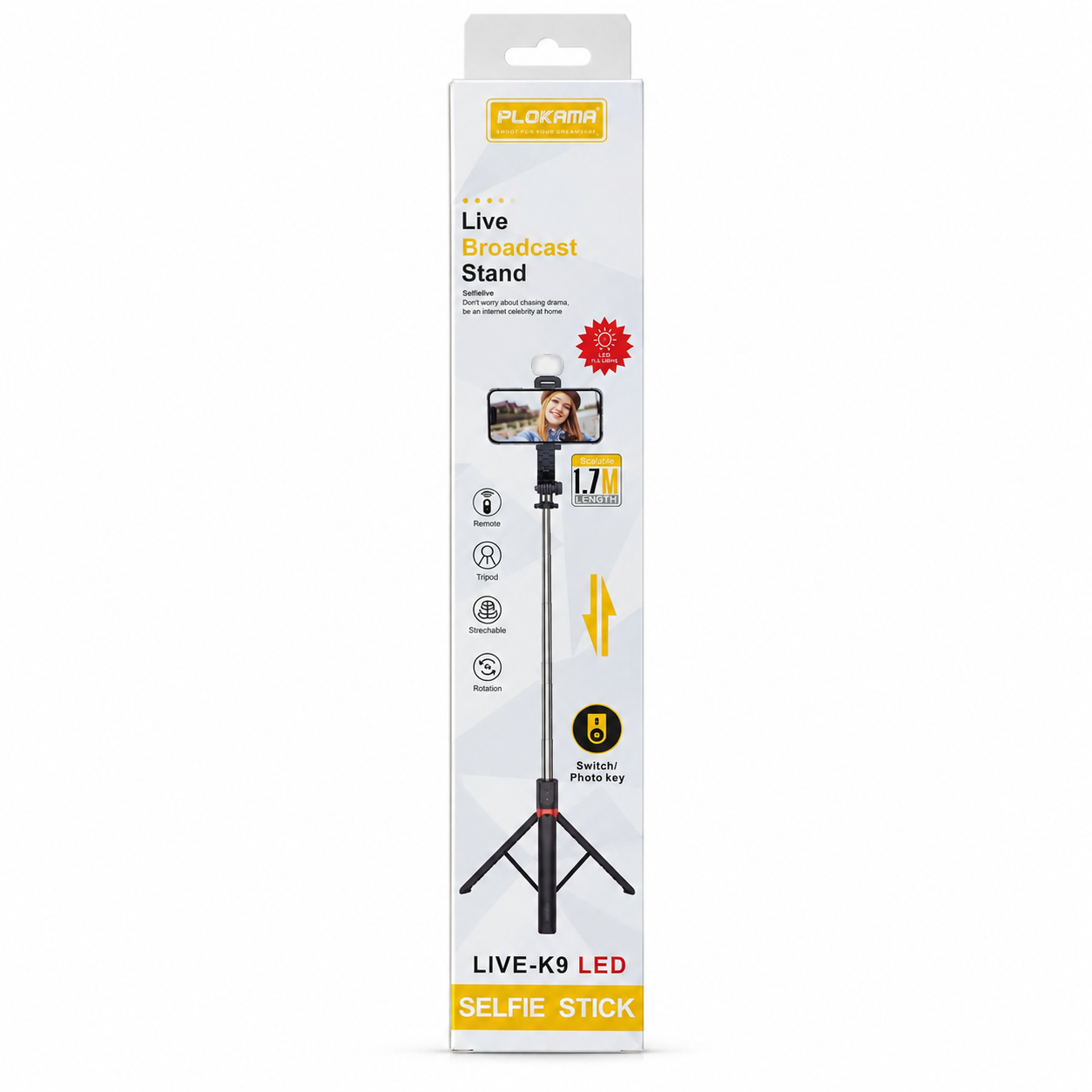 LIVE-K9 LED Selfie Stick & Live Broadcast Stand – 3-in-1 Extendable Tripod with Rechargeable Fill Light, 360° Rotation & Bluetooth Remote for Vlogging & Streaming_img_6