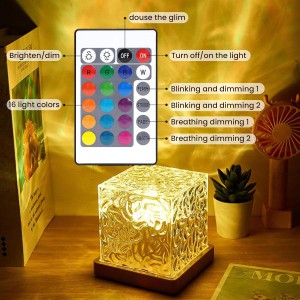 16-Color Plug-In USB Galaxy Night Light – Crystal Cube Ocean Wave Ambient Lamp with Remote Control, Dimmable Brightness & Dynamic Lighting Modes for Bedroom Decor_img_0