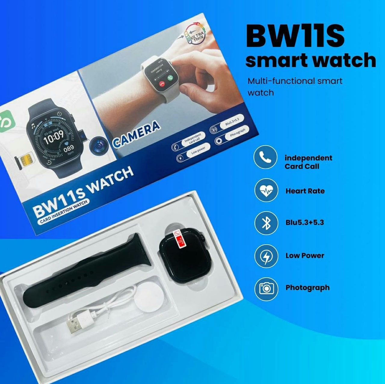 BW11s Camera Smart Watch SIM Support Fitness Tracking Smart Watch 2.1 Display_img_1