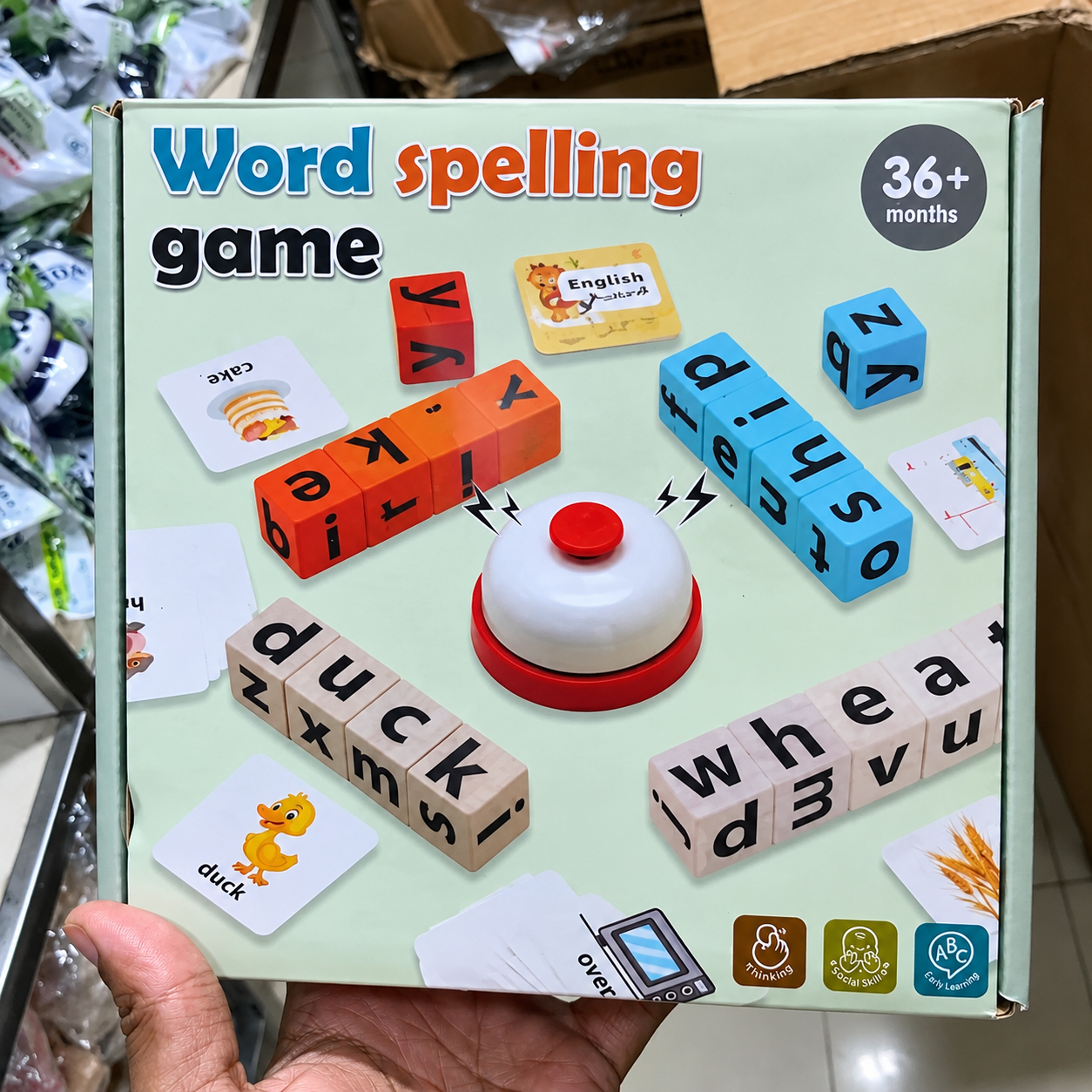 Interactive Word Spelling Game with Desk Bell and Letter Blocks (Word Spelling Game Educational Toy Set)_img_2