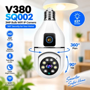 V380 SQ002 3MP Bulb WiFi IP Camera – 360-Degree Panoramic Wireless CCTV with Color Night Vision, Two-Way Audio, Motion Detection & E27 Socket Installation_img_0