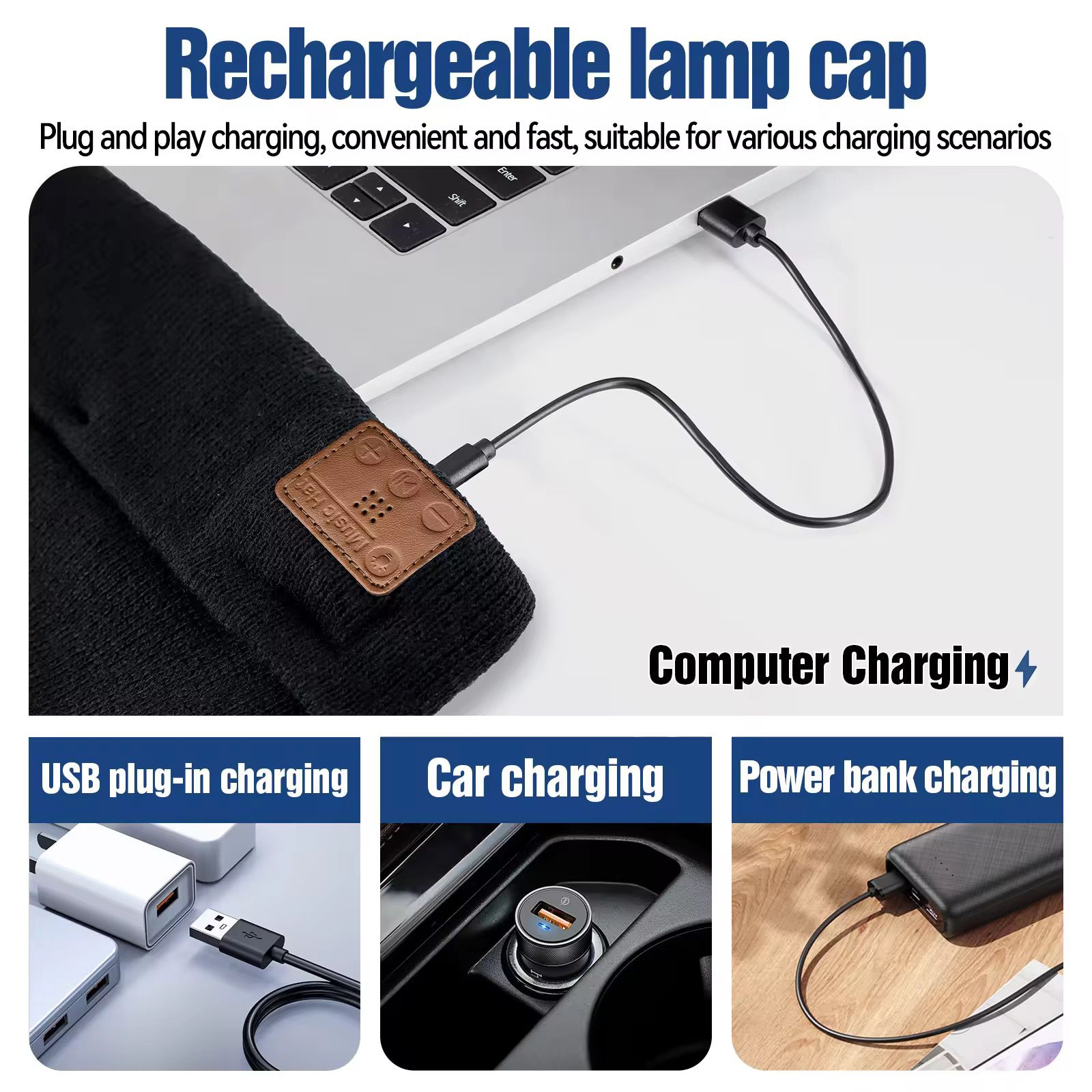 M1-BTD3 Rechargeable LED Light Beanie Hat – 1200lm Super Bright Headlamp Cap with Bluetooth 5.4 Wireless Music Headset & 3 Lighting Modes_img_3