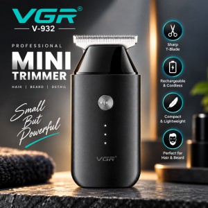 VGR V-932 Professional Cordless Mini Hair & Beard Trimmer for Men – 120 Min Runtime, 5W Silent Motor, Pocket-Sized & Washable Stainless Steel Blades_img_0