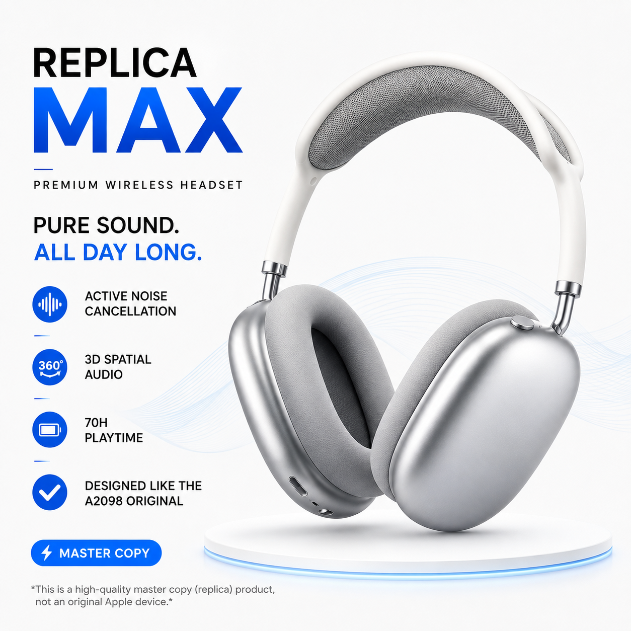 AirPods Max Wireless Over-Ear Headset (Premium Master Copy) – Model A2098 with Active Noise Cancellation, Spatial Audio & Long Battery Life_img_1