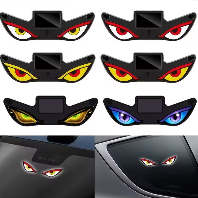 Solar & USB-C Devil Eyes LED Car/Bike Window Light – Smart Motion Sensor Warning & Ambient Styling Light with Dynamic Lighting Effects_img_1