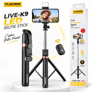 LIVE-K9 LED Selfie Stick & Live Broadcast Stand – 3-in-1 Extendable Tripod with Rechargeable Fill Light, 360° Rotation & Bluetooth Remote for Vlogging & Streaming_img_0
