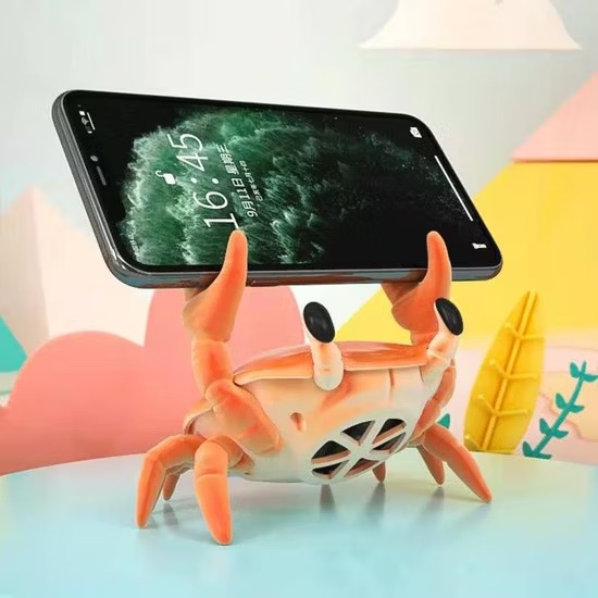 3-in-1 Cute Crab Phone Holder & Wireless Bluetooth Speaker (Model: VO-F8) – 5W Sound, Desktop Organizer & Hands-Free Stand_img_1