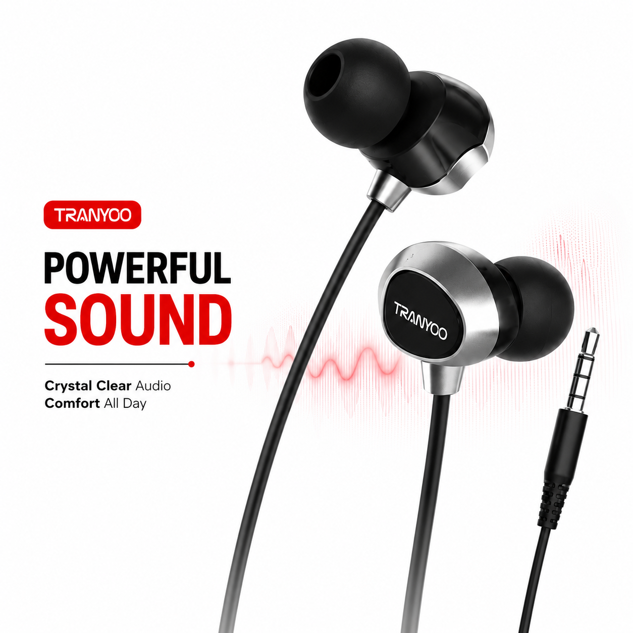 Tranyoo T-R9 Music Stereo In-Ear Earphone | HD Sound Quality, 10mm Omni Driver, Built-in Mic & Ergonomic Comfortable Fit_img_1