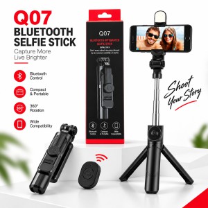 Q07 Foldable Mini Tripod & Bluetooth Selfie Stick – Extendable Portable Stand with LED Light & Wireless Remote Shutter for All Smartphones_img_0