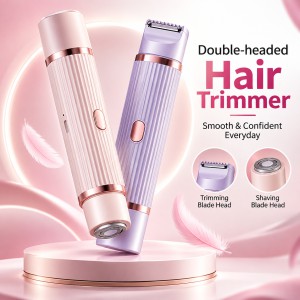 2-in-1 Multifunctional Women’s Electric Trimmer & Shaver – Painless Portable Facial, Body & Private Parts Hair Remover with USB Charging & Light Purple Design_img_0