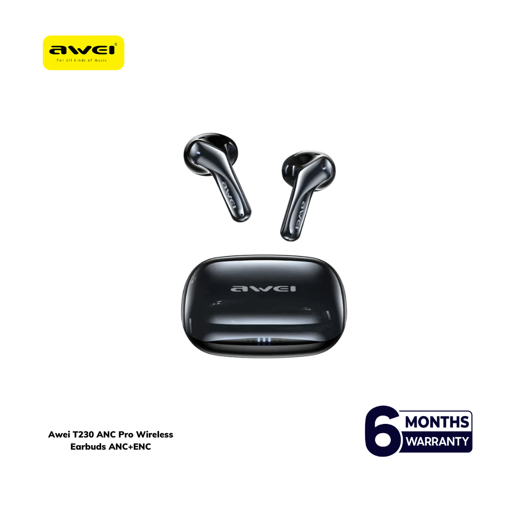 Awei T230 ANC Pro True Wireless Earbuds – Bluetooth 6.0 Active & Environmental Noise Cancelling Earphones with 300mAh Charging Case_img_1