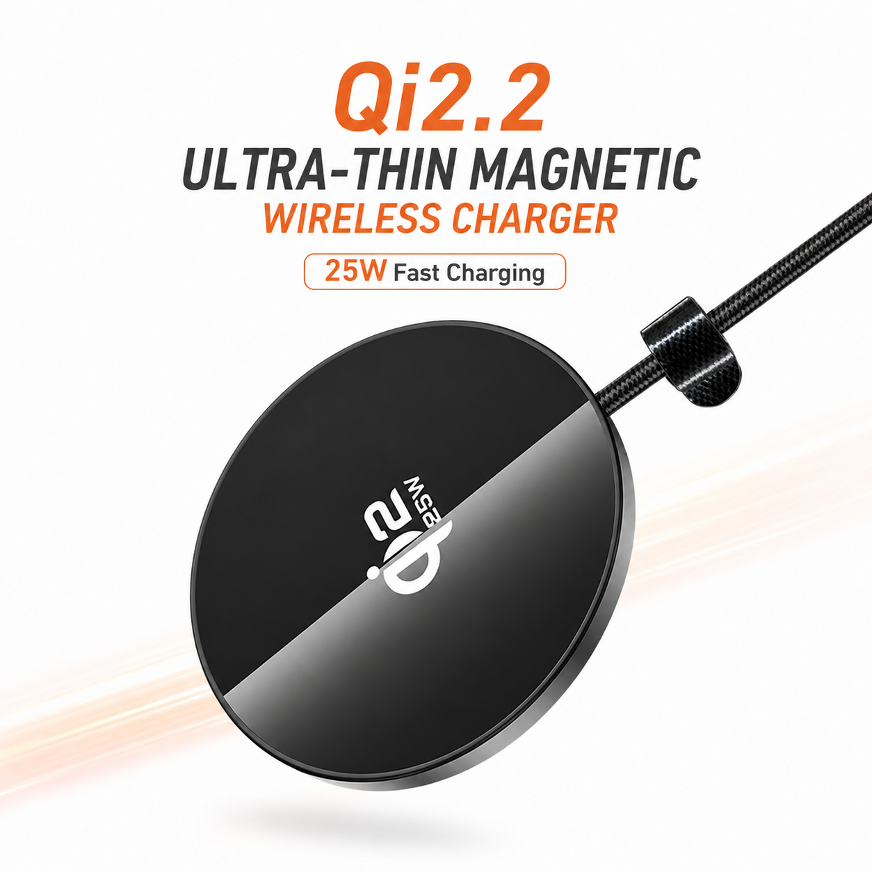 Hoco CW63 Pro Qi2.2 Ultra-Thin Magnetic Wireless Charger – 25W Fast Wireless Charging Pad with Built-in 1.2m USB-C Cable, Aluminum Alloy Build & Strong Magnet_img_1