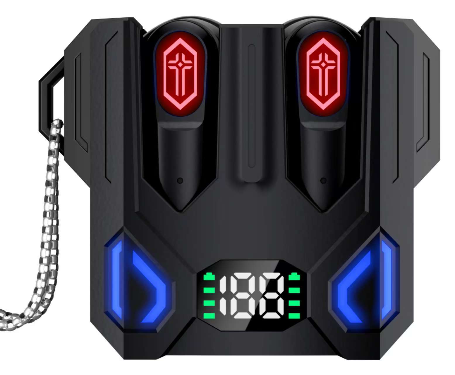 Mecha Design Gaming True Wireless Earbuds – Futuristic TWS with Low Latency Mode, Digital LED Battery Display & Rich Bass_img_2