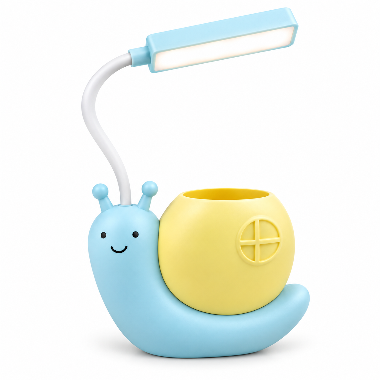 Rechargeable LED Snail Table Light – Child Eye Protection Desk Lamp with Built-In Pen Holder, Flexible Neck & USB Charging for Kids Study & Night Light_img_2