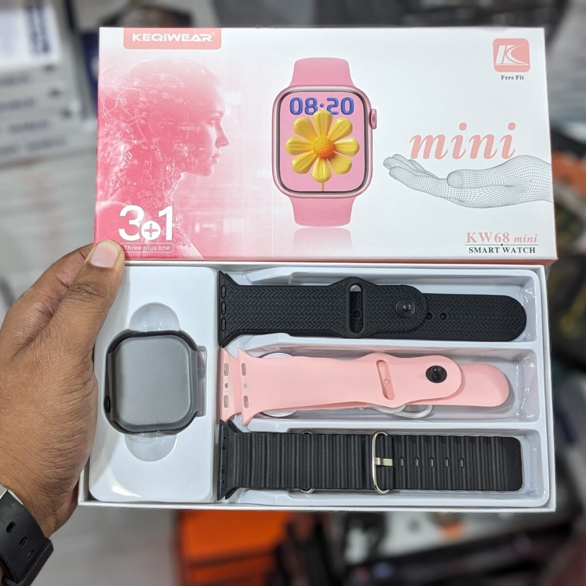 KW68 Mini ladies Smartwatch with Bluetooth Call & 3 Straps_img_2