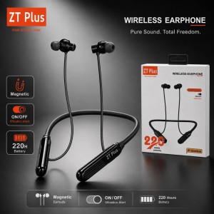 ZT Excellent Wireless Neckband Earphone – Bluetooth Headset with 220H Standby, Auto Power On/Off Detach Feature, Vibration Alert & Magnetic Earbuds_img_0