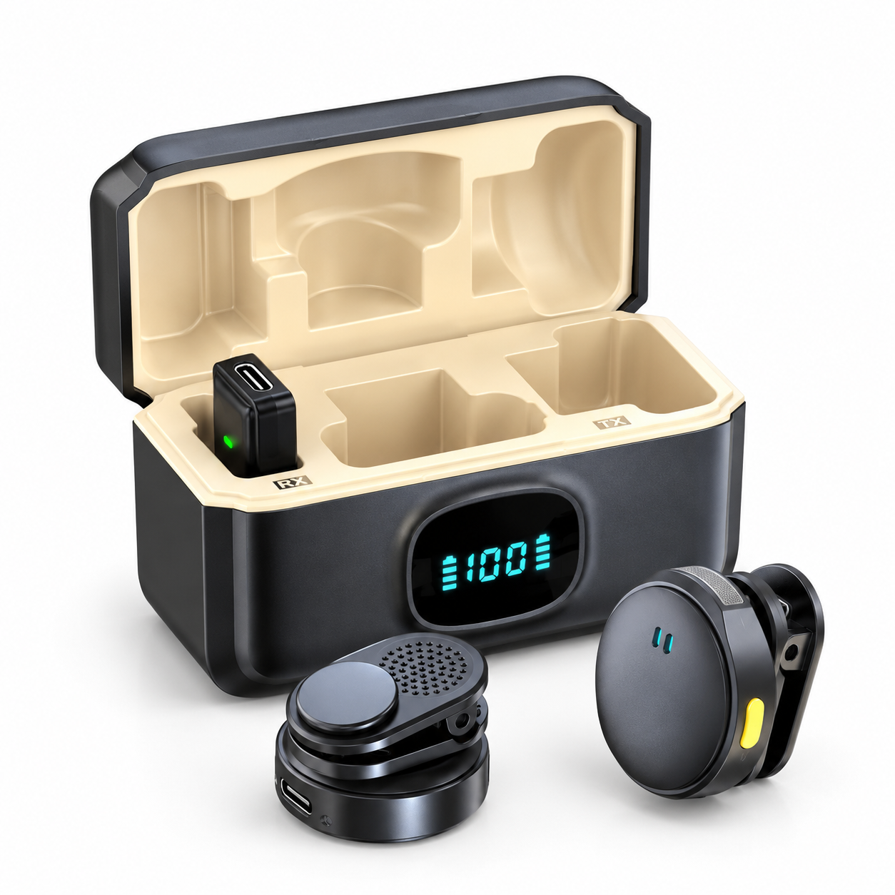 Premium Magnetic Dual Wireless Lavalier Microphone – Smart Charging Case with Digital Display, ENC Noise Cancellation & Plug-and-Play Mic for Vlogging, Interviews & Streaming_img_2