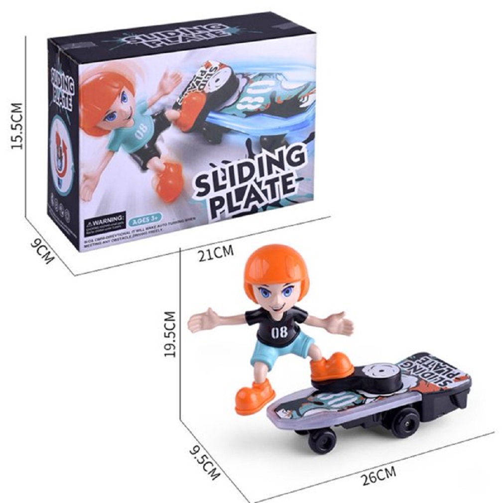 Sliding Plate Electronic Stunt Skateboard Boy Toy – Musical Action Figure with Dynamic Light Effects, 360° Stunt Movement, Battery Operated Safe Plastic Interactive Toy for Kids Age 3+_img_6