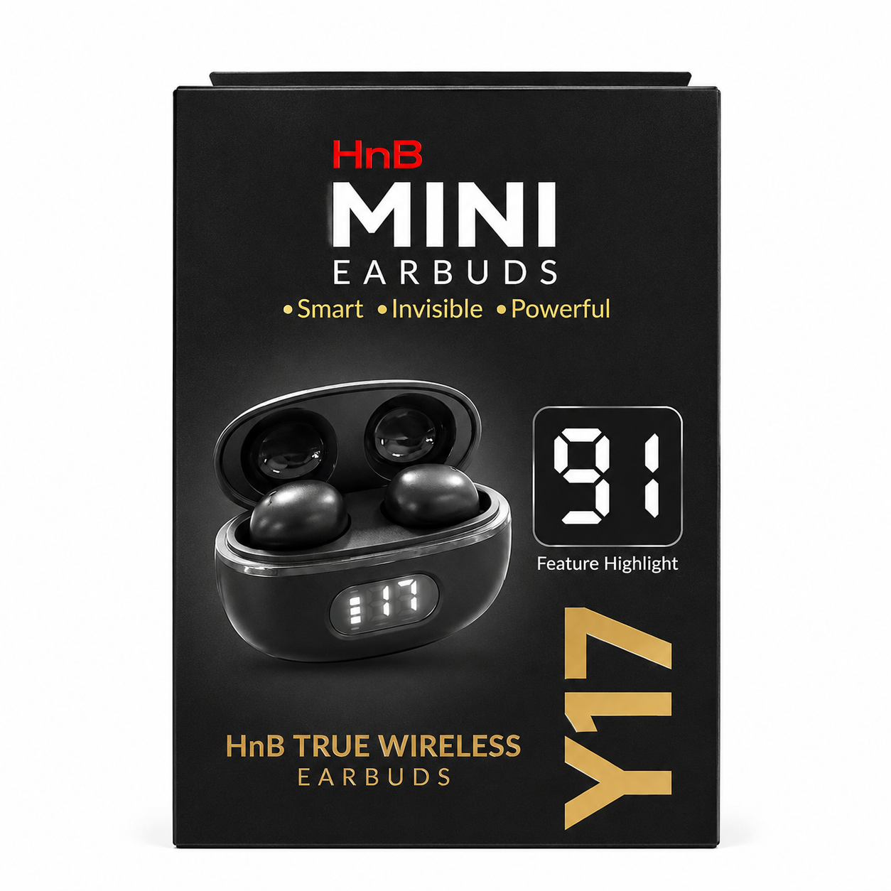 HnB Y17 Mini True Wireless Earbuds – Ultra-Compact In-Ear TWS with Matte Black Finish, Digital LED Battery Display & 20H Playtime_img_5