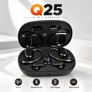 Q25 2-in-1 Couple Soft Ear Hooks TWS Wireless Earbuds – LED Digital Display_img_0